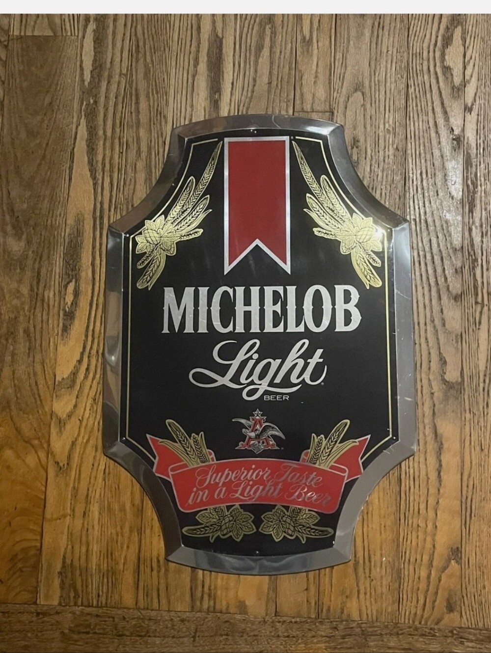 Michelob Light Black and Red Wall Sign /mirror Circa 1985
